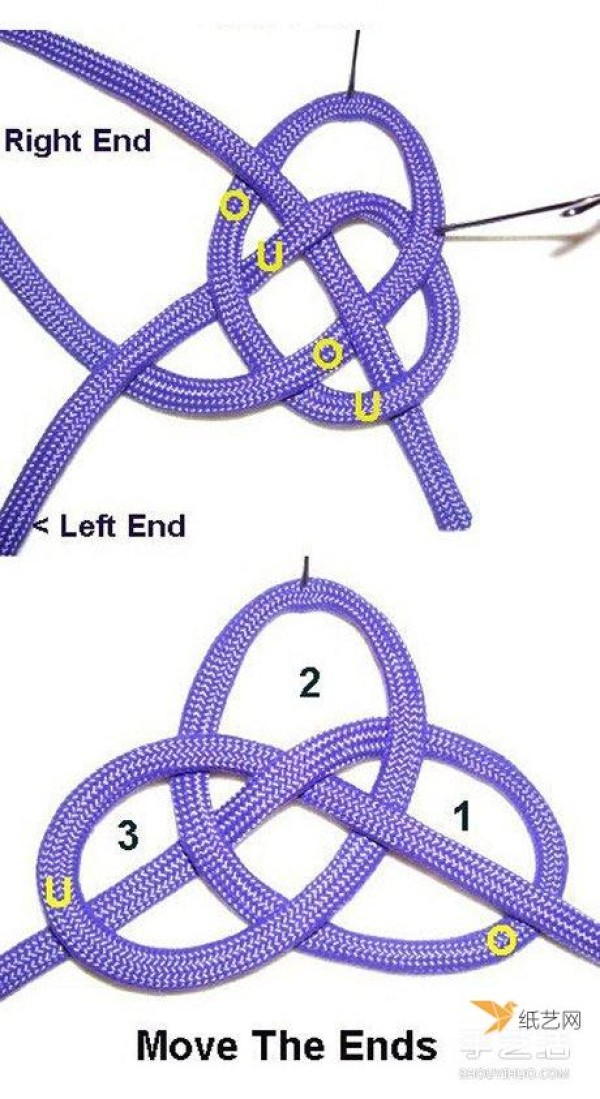 Illustrated tutorial on how to weave two round knots, the Cloud Knot and the Solomon Seal Knot.