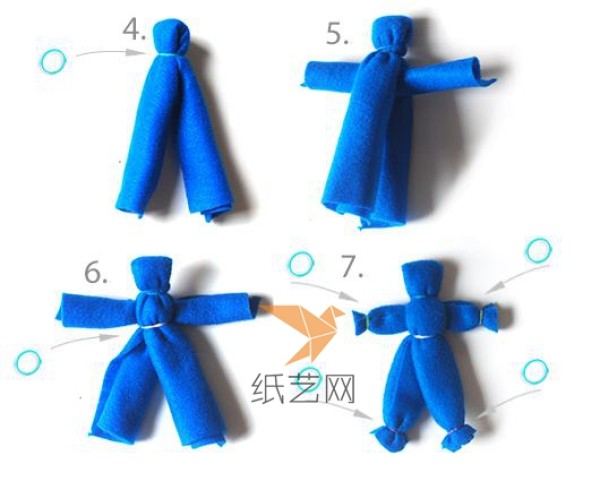 Illustrated tutorial for children to make simple dolls by hand