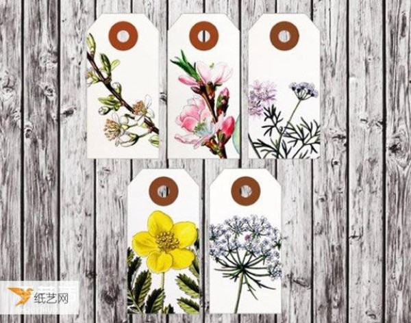 Use a minimalist divider card design to create retro-style floral labels Image