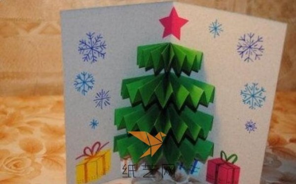 Three-dimensional Christmas tree making tutorial in Christmas handmade paper art cards