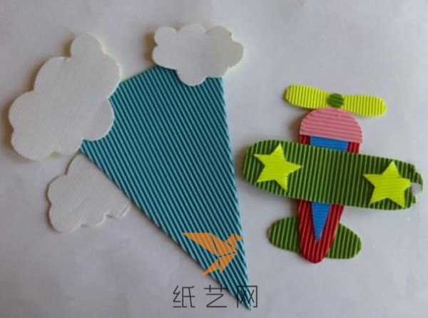 Childrens handmade corrugated paper fighter sticker painting Mothers Day gift paper art tutorial