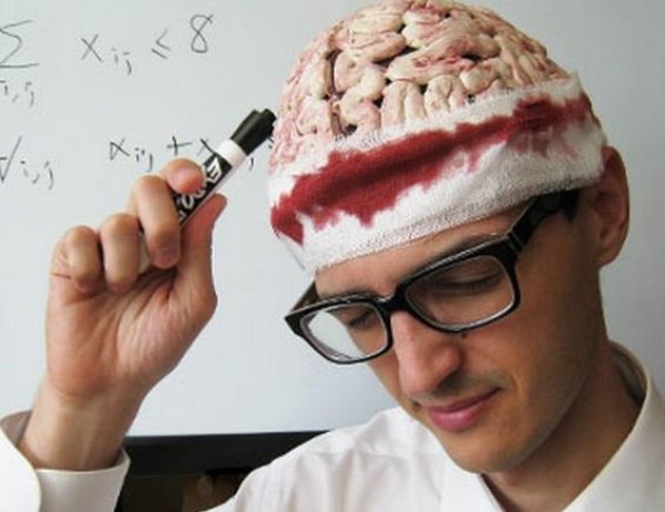 Tutorial on how to make a Halloween zombie-eaten-your-brain brain hat out of old hats