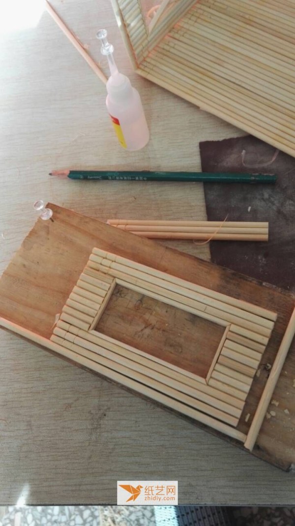 Handmade pavilion made of disposable chopsticks