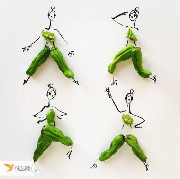 Use fruits and vegetables as ingredients to create stunning fashion paintings