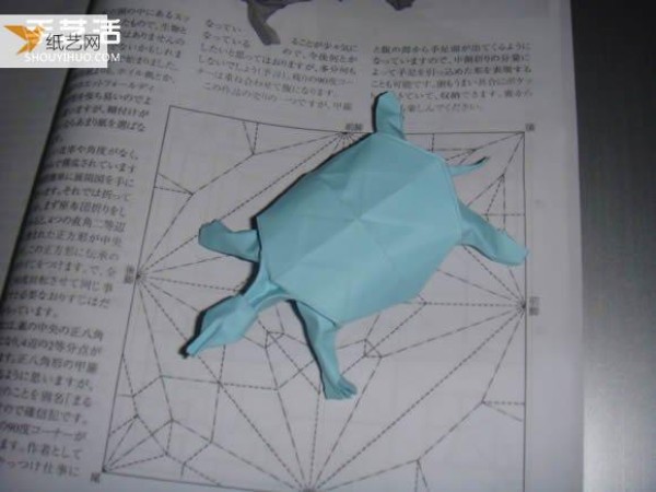 Illustration of how to fold paper soft shell turtle by hand