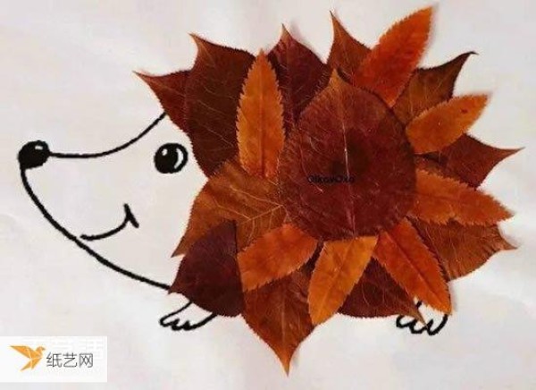 A collection of pictures of children using autumn leaves to make stickers