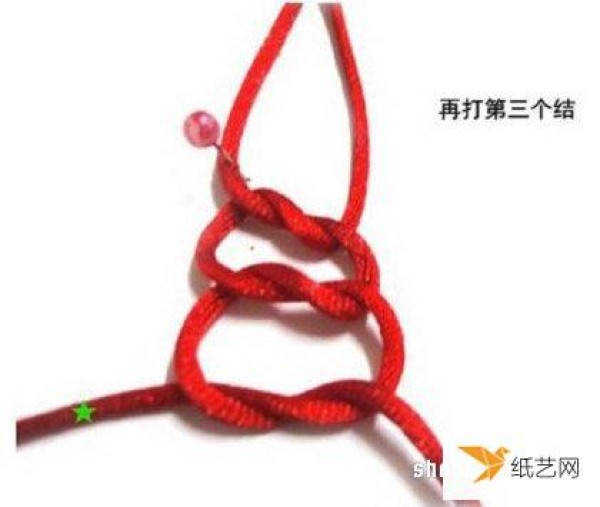 Illustration of the steps and methods of knitting Chinese knot with caisson