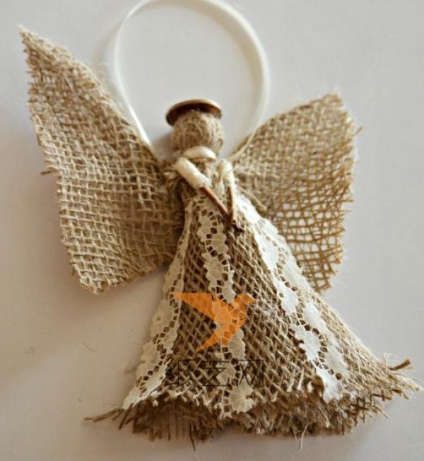 Tutorial on Christmas decoration little angel made of linen