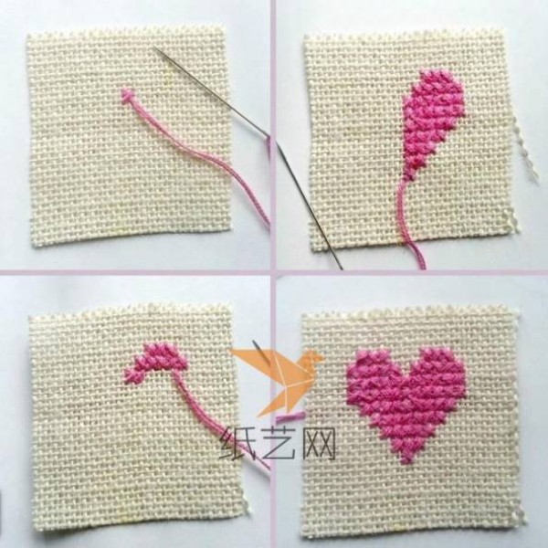 Cross-stitch heart-shaped Valentines Day card confession card making tutorial