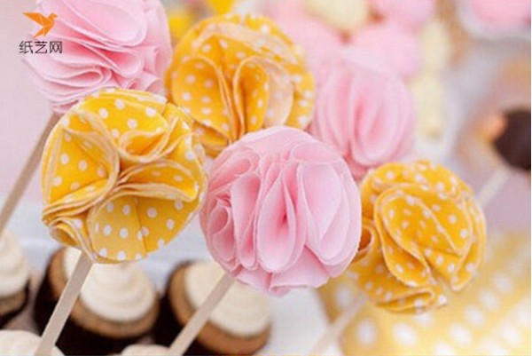 Fabric handmade tutorial for wedding dessert decoration flowers