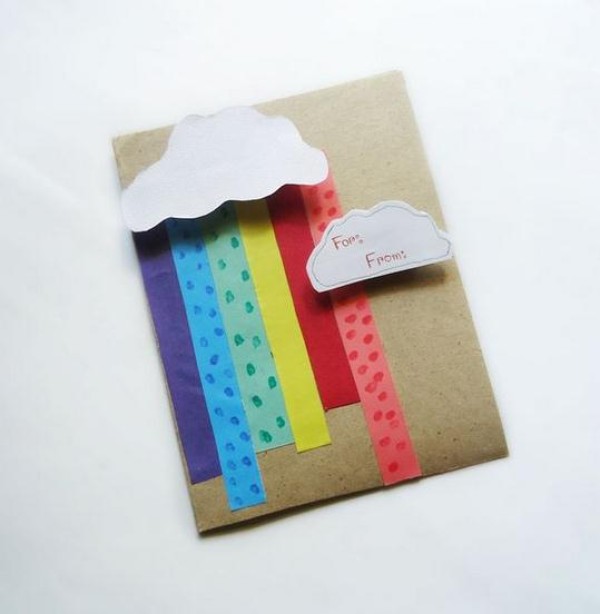 Small fresh cloud three-dimensional greeting card, birthday card, Valentines Day card making tutorial