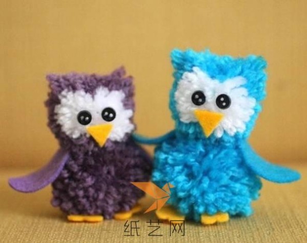 Tutorial on making cute little owl with yarn ball