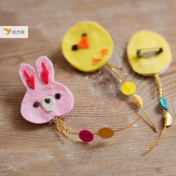 Non-woven balloon brooch tutorial, chicken brooch, bunny brooch