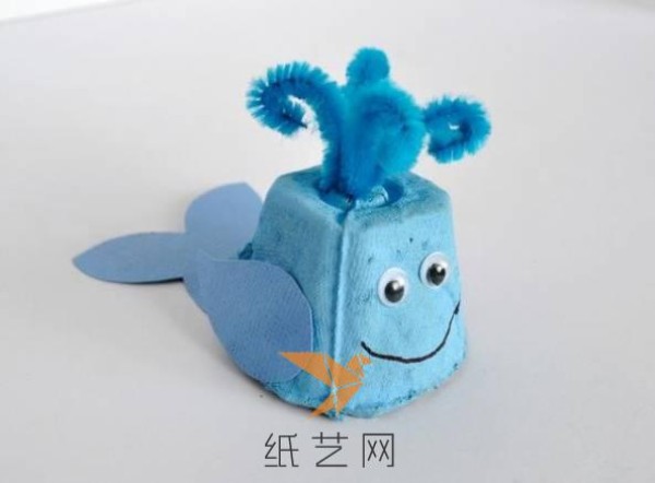 Tutorial on making a cute little whale from waste egg boxes