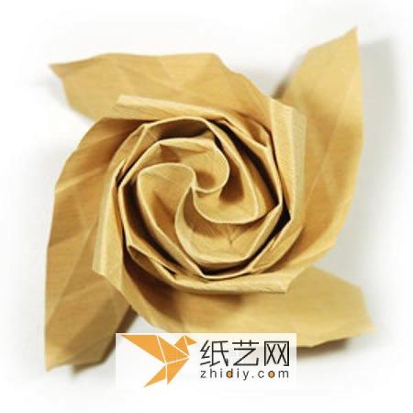 Tutorial on origami rose with rolled heart