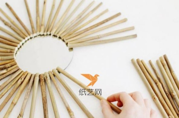 Turn waste into treasure and use bamboo strips to make an ethnic style star shining mirror DIY illustrated tutorial