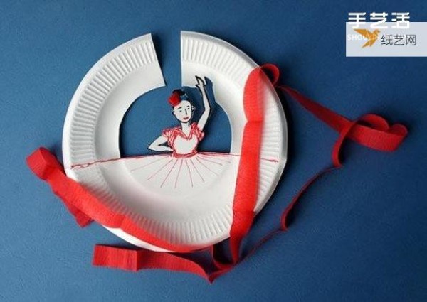 Illustration of how to make flamenco dancers by hand using disposable paper plates