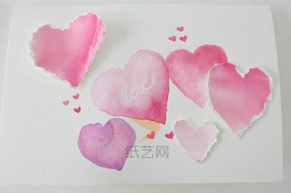 How to make handmade greeting cards with watercolor hearts for Valentines Day