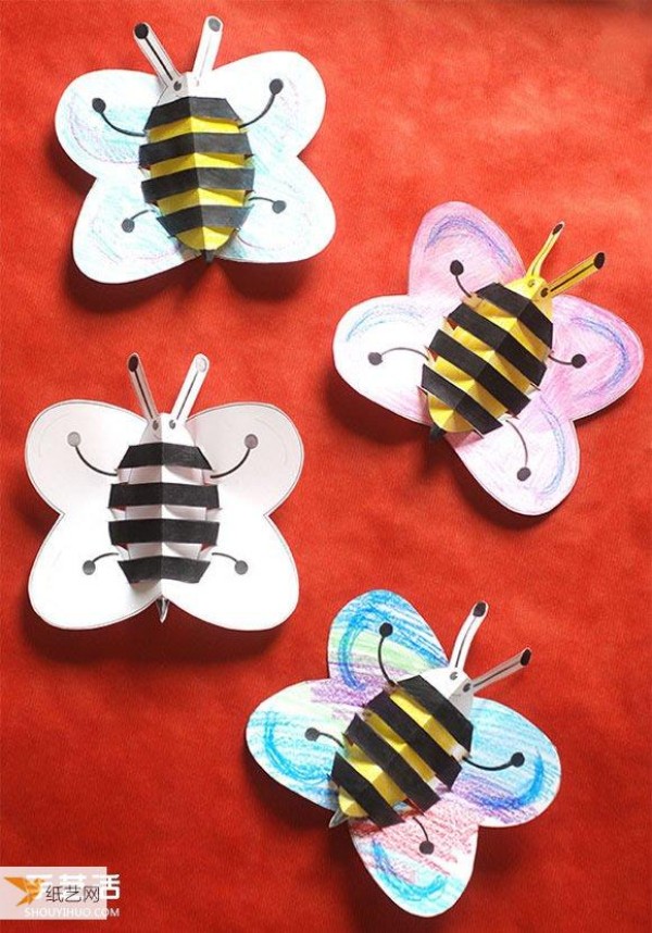 Bee crafts made by kindergarten children