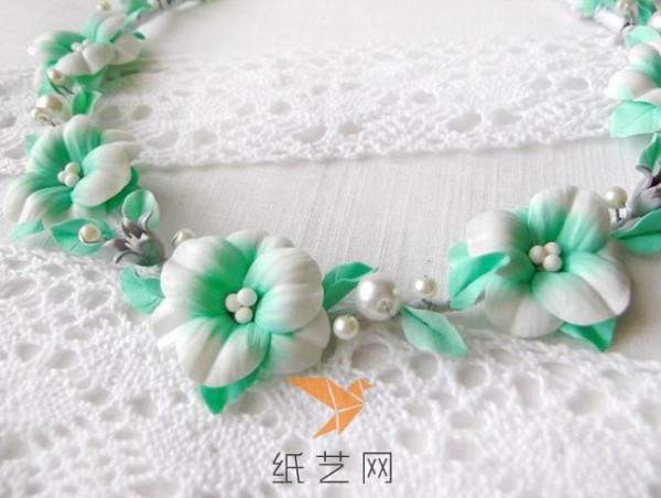 Super beautiful super light clay flower necklace making tutorial