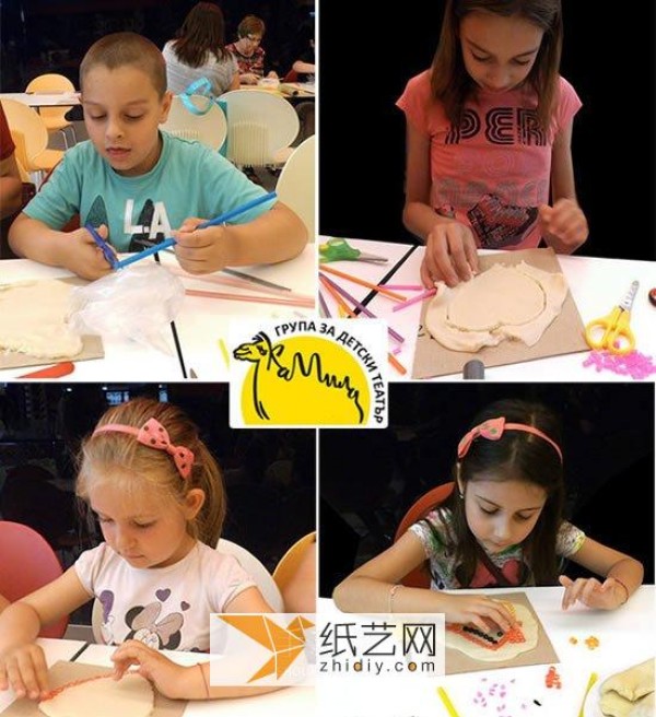 Pictures of simple childrens straw drawing works. Learn two steps to make a simple and beautiful straw collage.