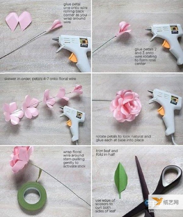 Illustrated tutorial on the simple folding method of personalized paper rose hairpins