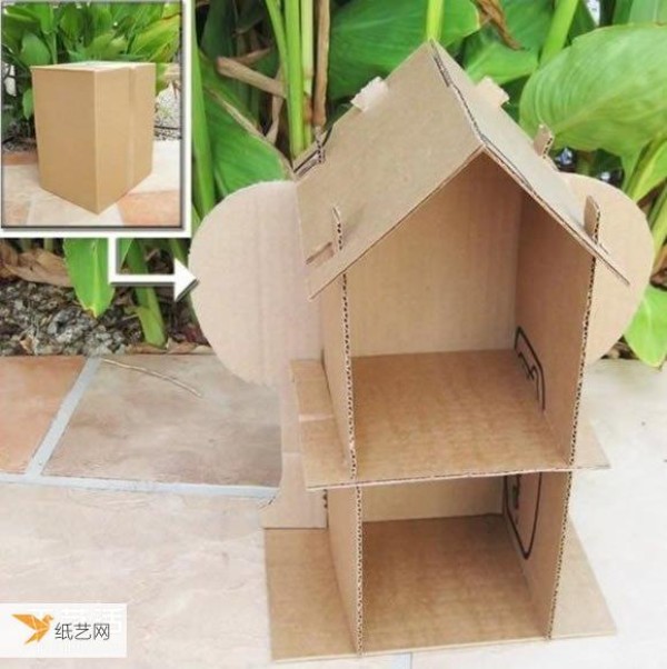 Share an illustration of how to make a children’s paper house model by hand