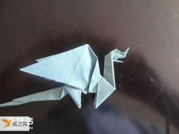 Western dragon with wings origami tutorial illustration