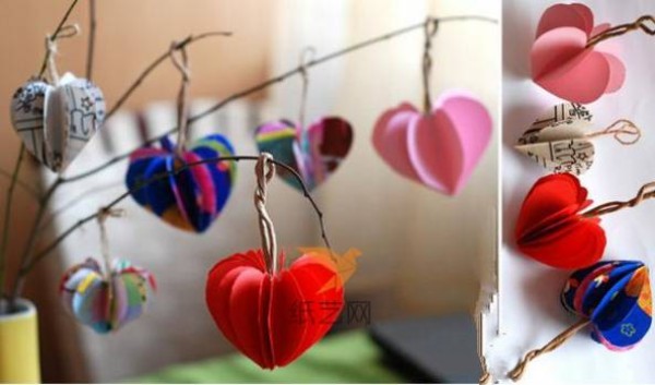 Tutorial on making a beautiful three-dimensional heart-shaped Valentine’s Day decorative tree