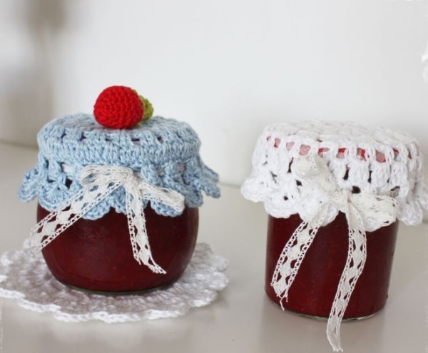 Hand-knitted cute bottle decoration