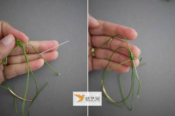 Simple and beautiful golden tube bead bracelet braiding method