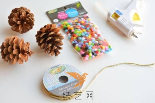 Girly Christmas tree decorations made by turning waste into treasures from pine cones