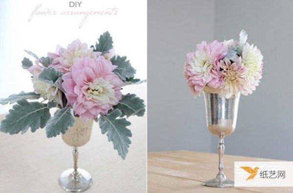 Illustration of a very simple introductory tutorial for flower arrangement using the used Holy Grail