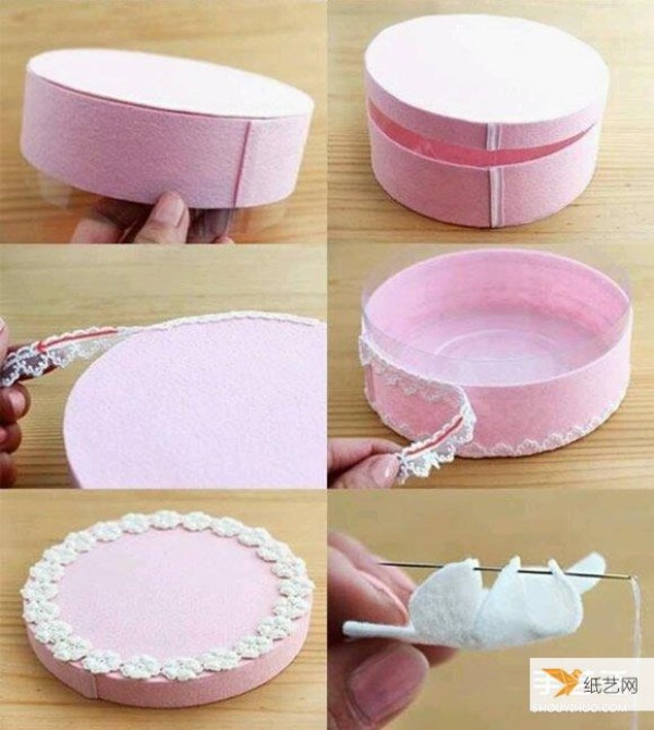 Use round plastic box waste to make personalized cake-shaped jewelry boxes