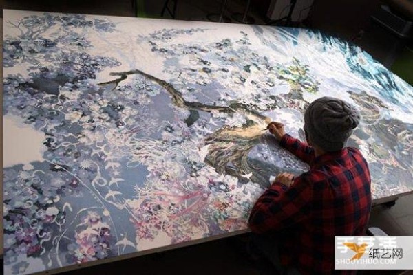 Three and a half years of persistence, a giant painting painted by a Japanese artist