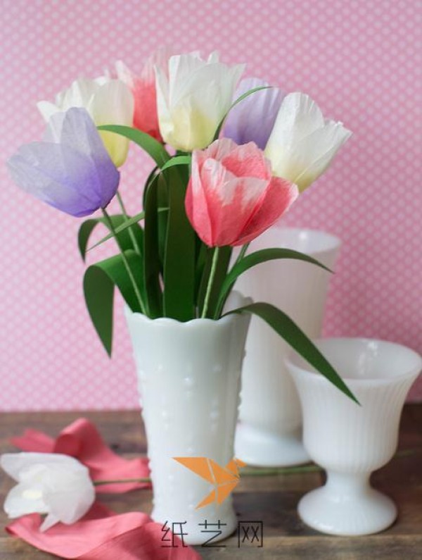 Beautiful tulip artificial flower paper art flower production