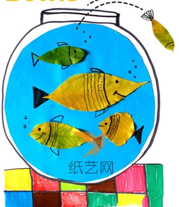 Childrens handmade tutorial on fish tank leaf stickers