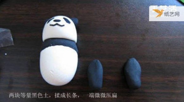 Illustrated tutorial for hand-making a personalized giant panda using ultra-light clay