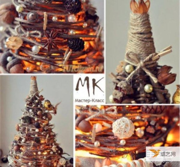 How to use dead branches and vine waste to make a personalized forest-style Christmas tree