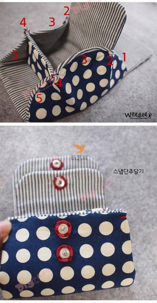 Fabric polka dot pattern clutch bag making tutorial fabric art tutorial