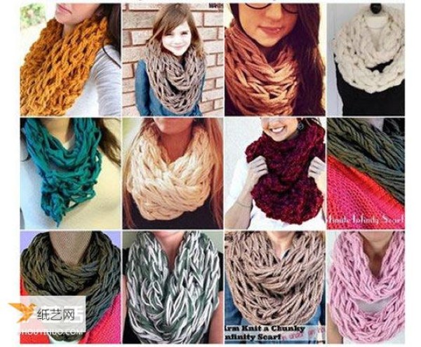 Illustrated tutorial on how to knit a scarf completely by hand without using tools