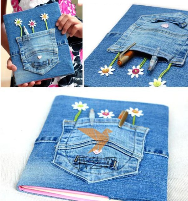 Tutorial on reusing old jeans to create a fresh diary cover