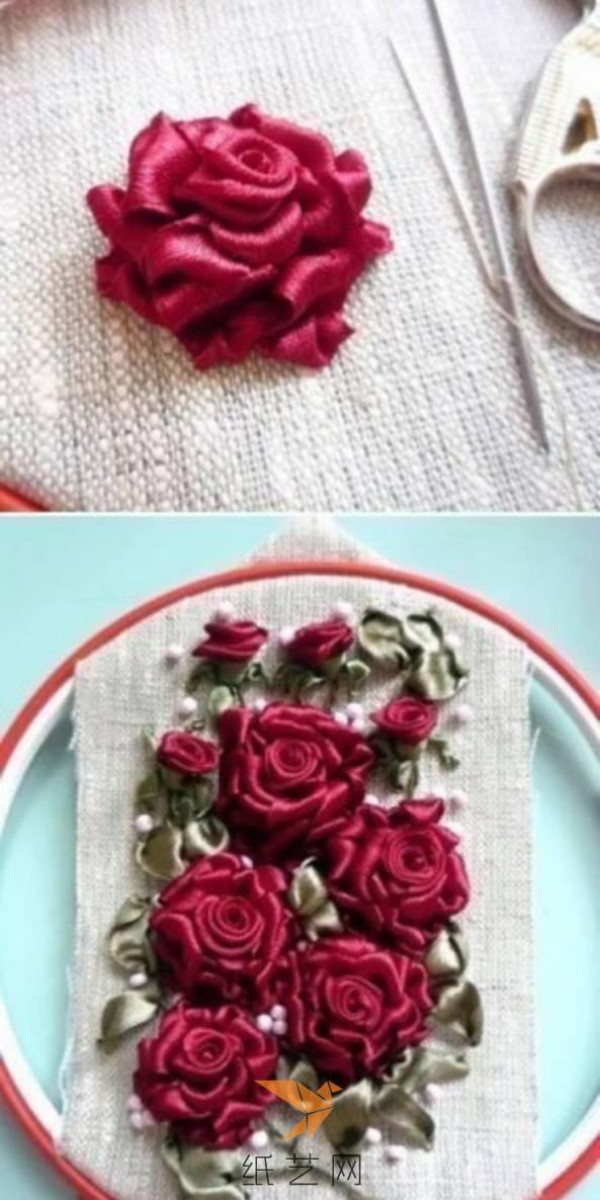 Ribbon embroidery rose tutorial embroidery fabric tutorial