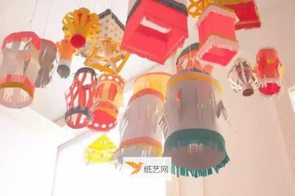 Illustrations of four simple paper lantern making methods