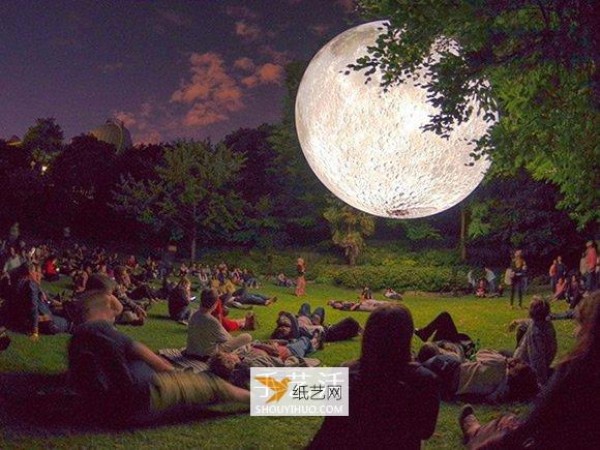 Full experience of the giant moon installation art work