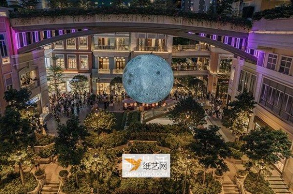 Full experience of the giant moon installation art work