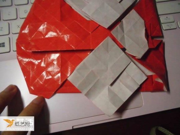 Super complicated kissing fish heart origami illustration process