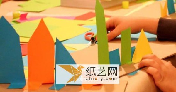 How to use paper cutting method to make three-dimensional city greeting cards from waste cartons