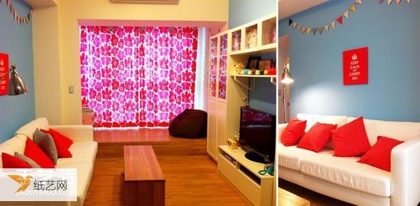 82 square meters of bright-colored home decoration, colorful and warm