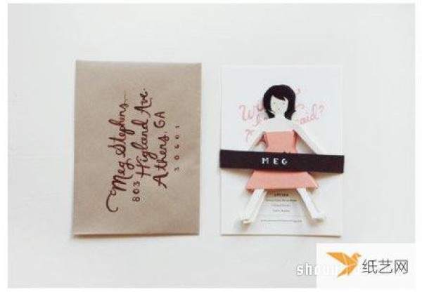 Illustrated tutorial on how to make cute cartoon character greeting cards by cutting paper